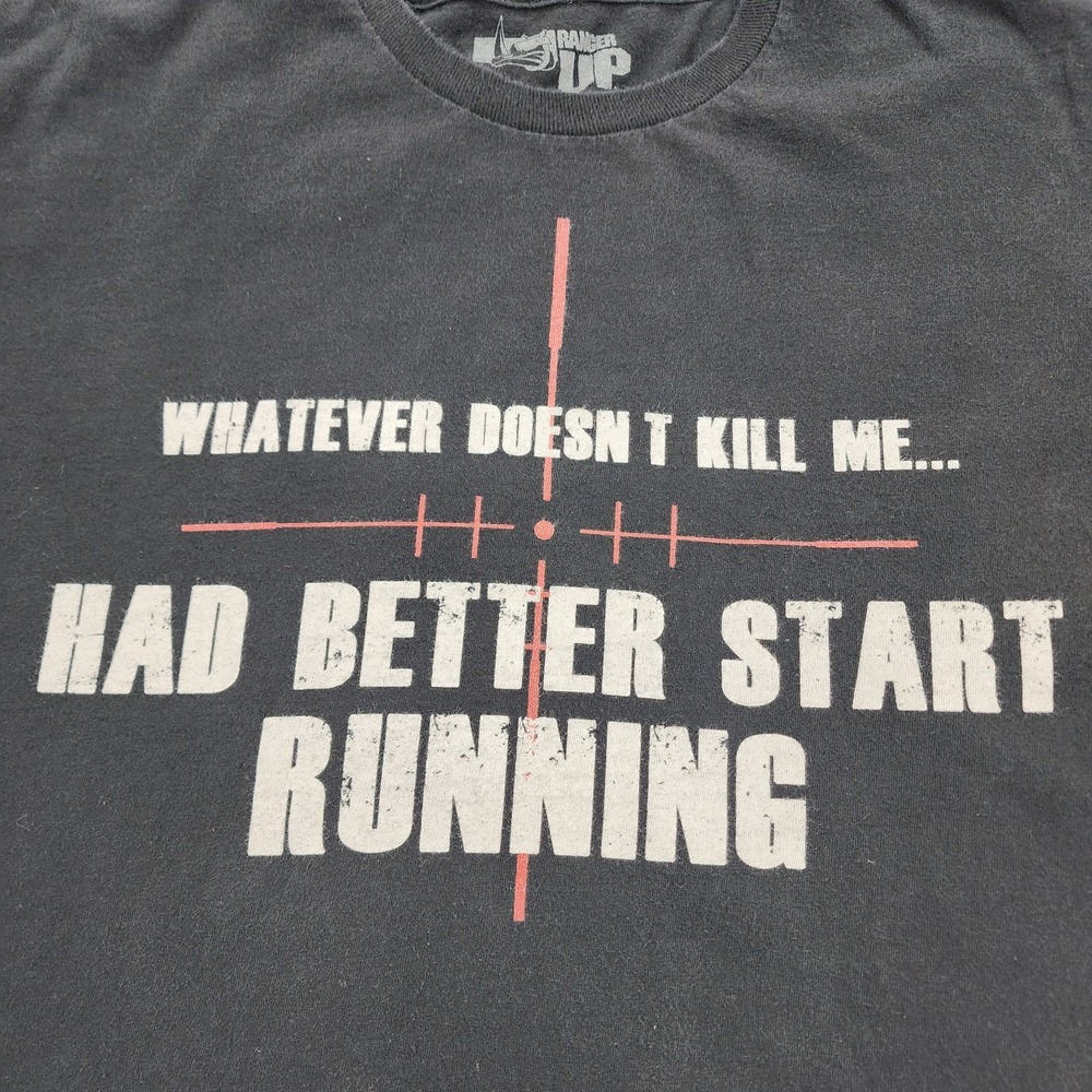 Ranger Up T Shirt MENS L Military Black Short Sleeve Better Start Running 2008